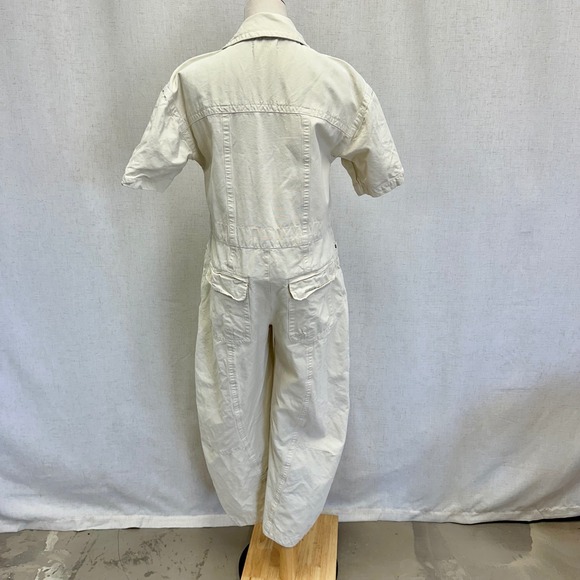 Free People Maxie Washed Coveralls Cream Denim Utility Jumpsuit Size 6 - Picture 4 of 16